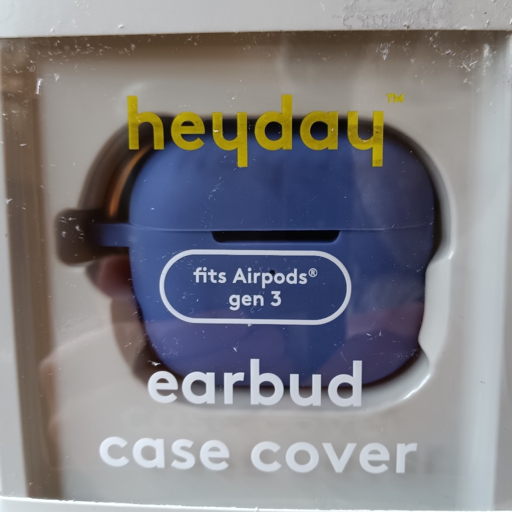 NEW Heyday Earbud Case Airpods Gen 3 Blue Silicone w/ Clip